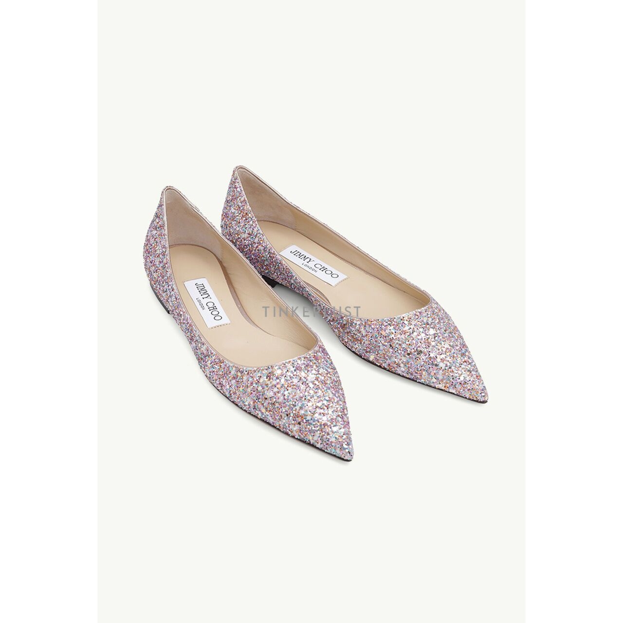 Jimmy Choo Love Ballerina in Mochi Luminous Glow-in-the-Dark Glitter with JC Button