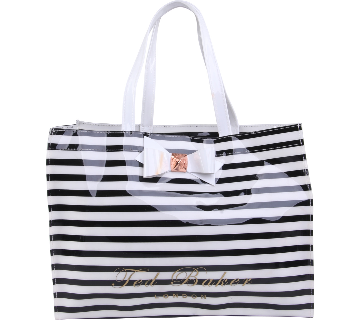 Ted Baker Black And White Striped Tote Bag