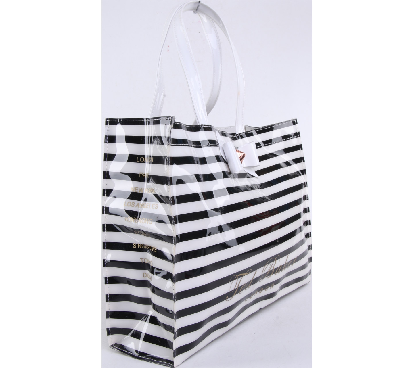 Ted Baker Black And White Striped Tote Bag