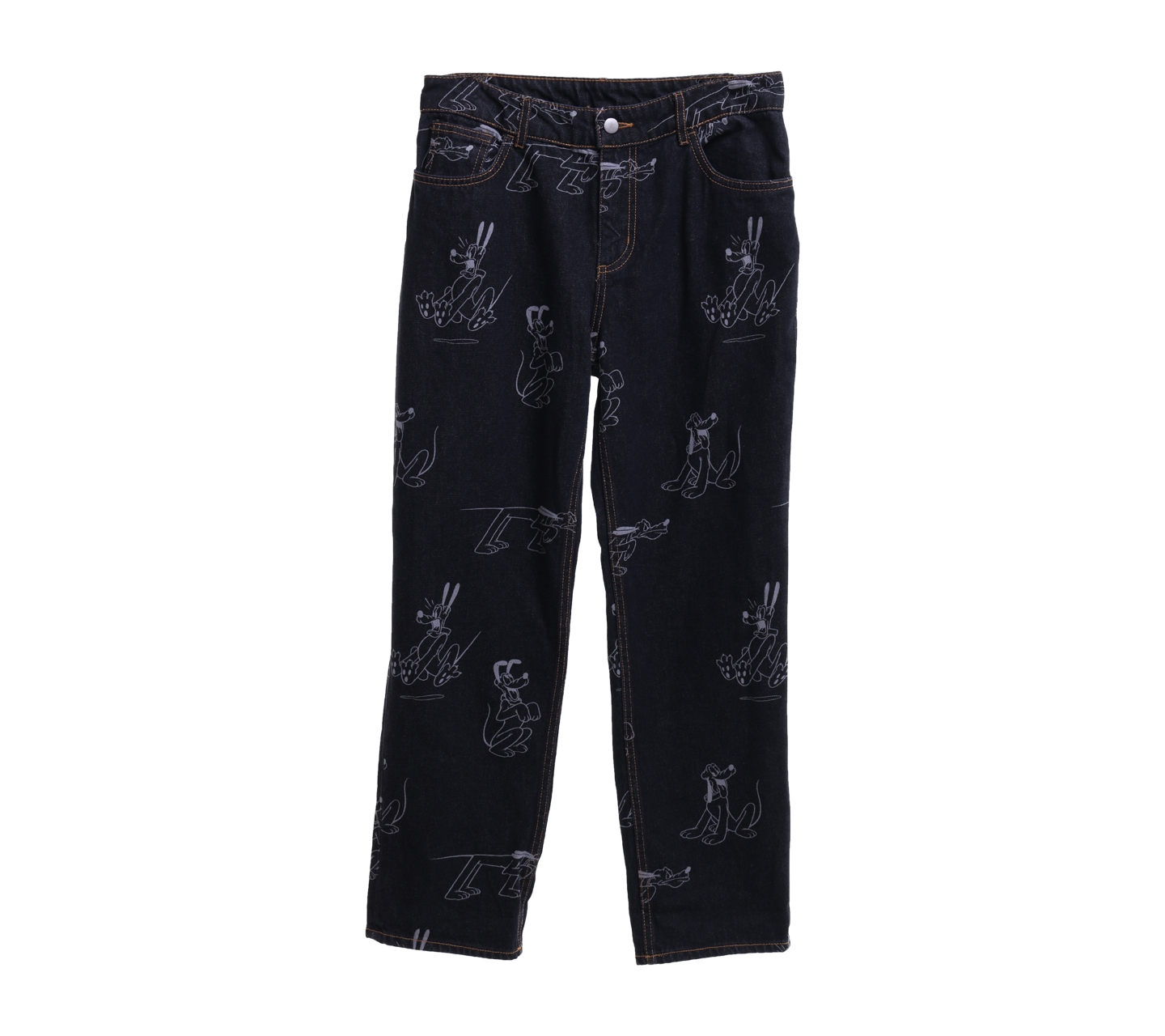 Divided Dark Grey Straight Print Cartoon Long Pants