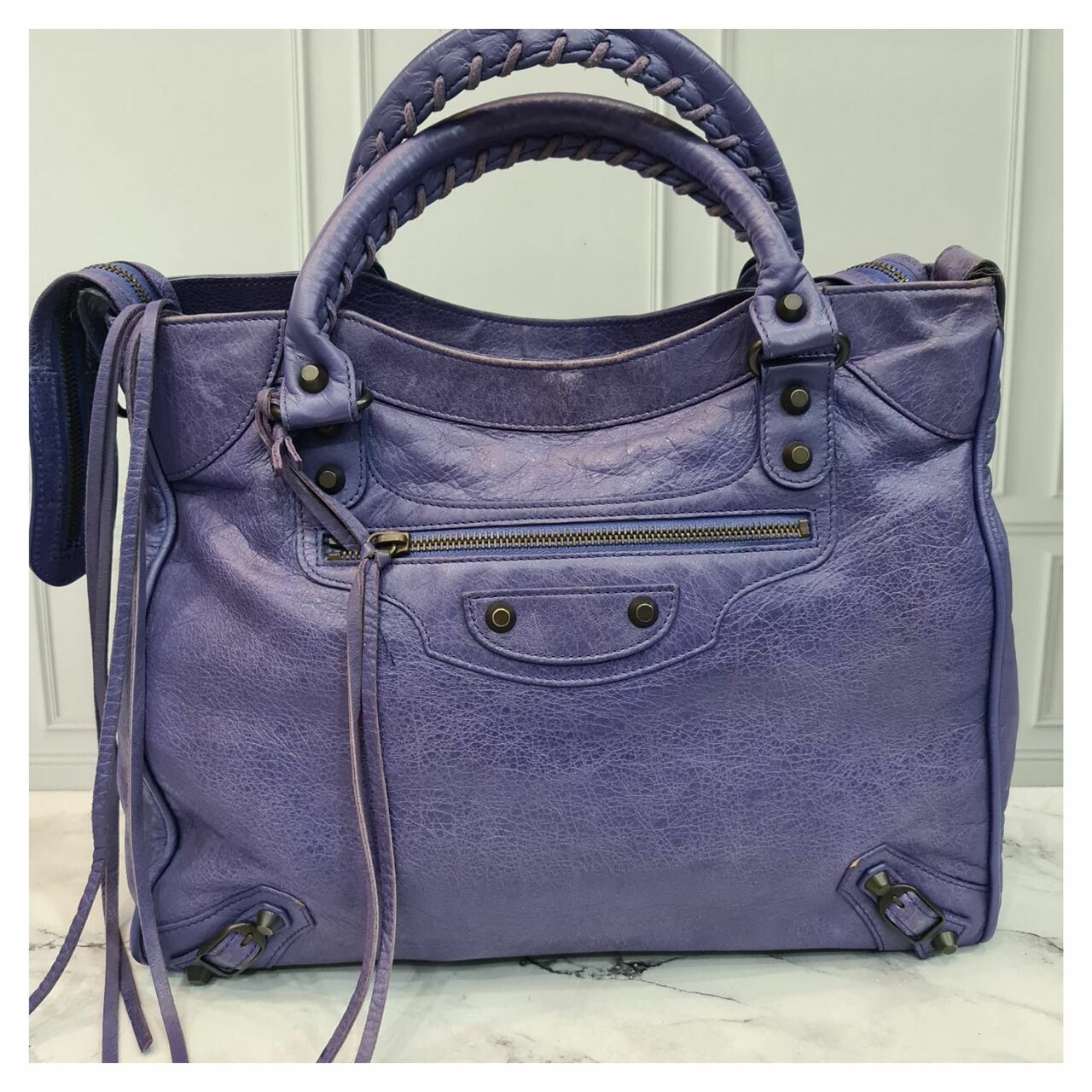 Balenciaga Velo Violet Reguler Hardware Satchel