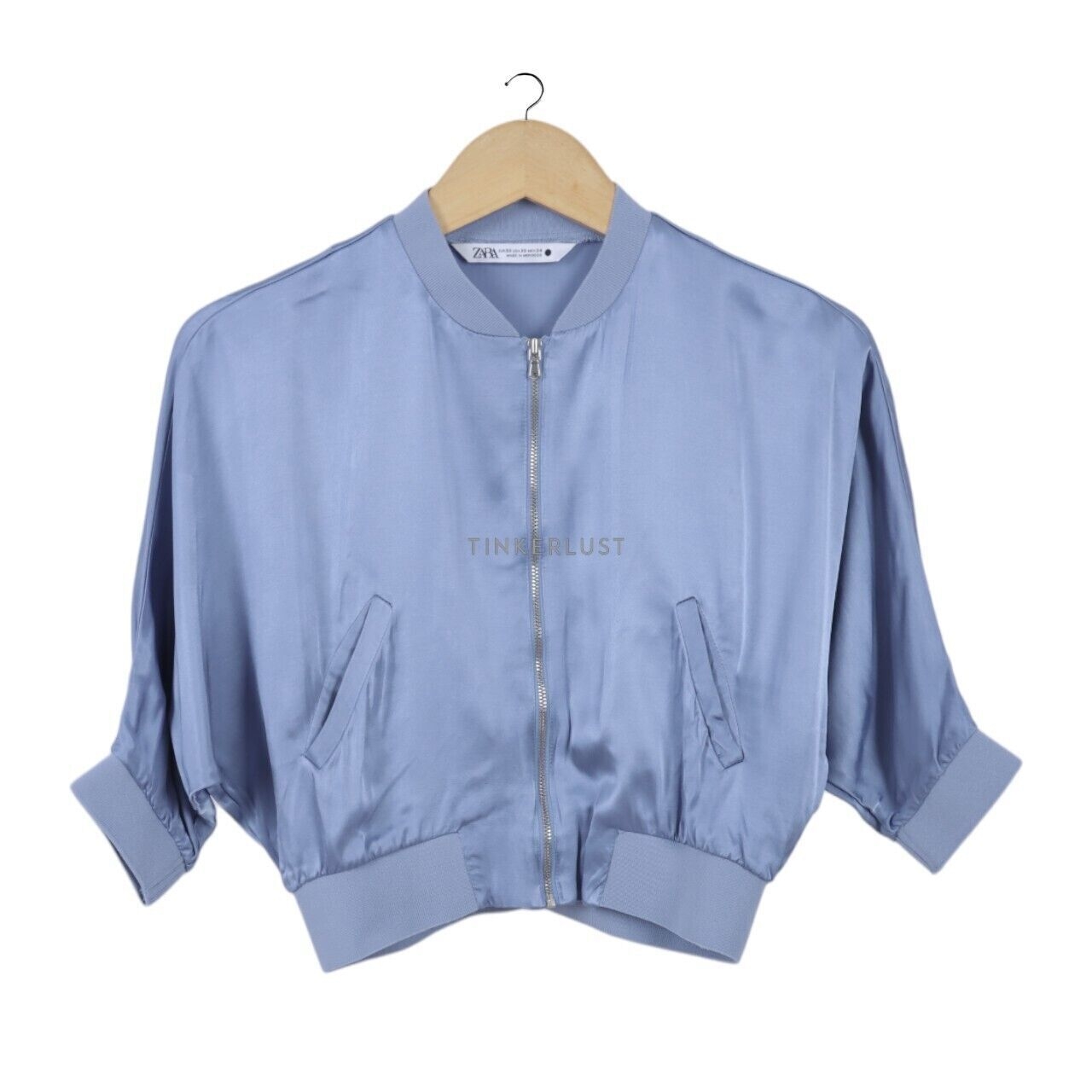 Zara Blue Zipper Blouse