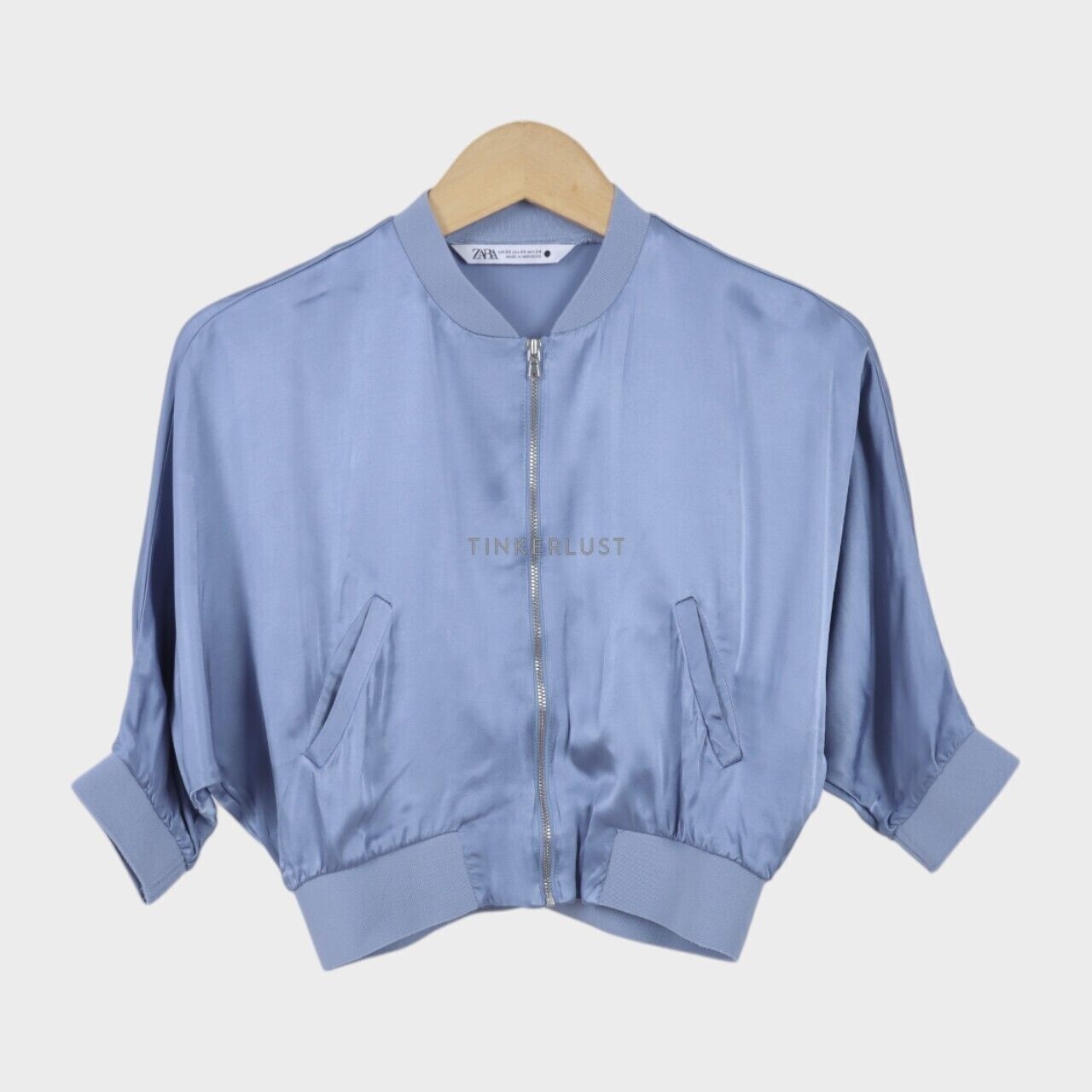 Zara Blue Zipper Blouse