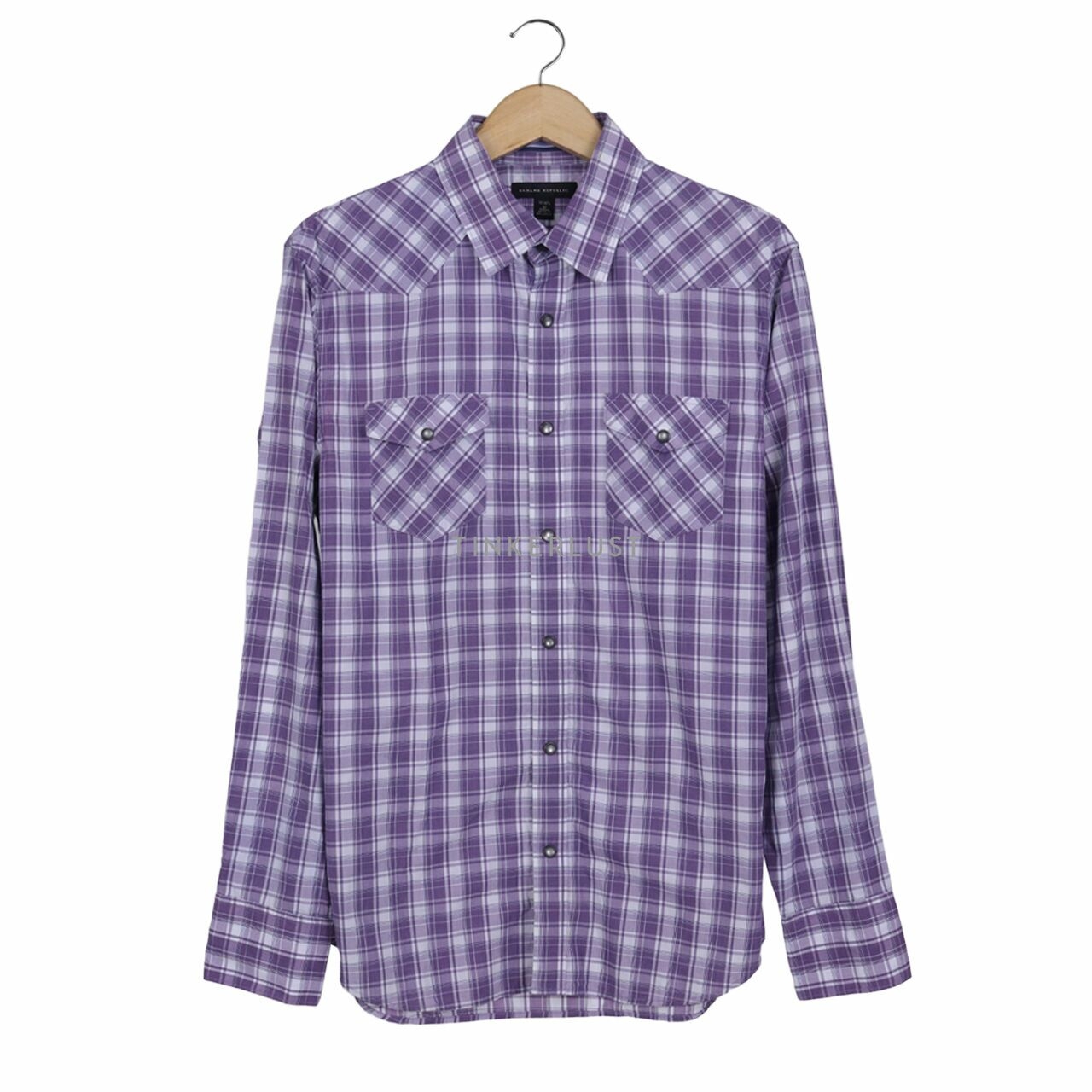 Banana Republic Purple & White Plaid Shirt