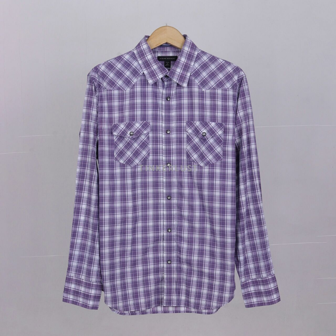 Banana Republic Purple & White Plaid Shirt