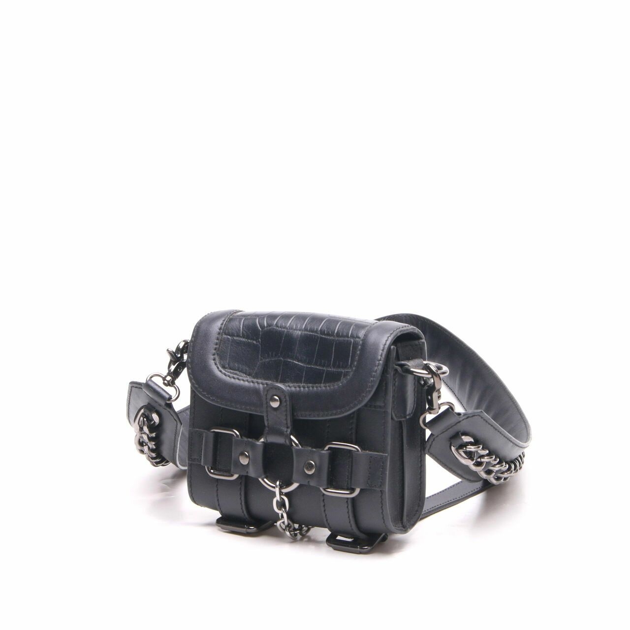 Private Collection Black Leather Sling Bag