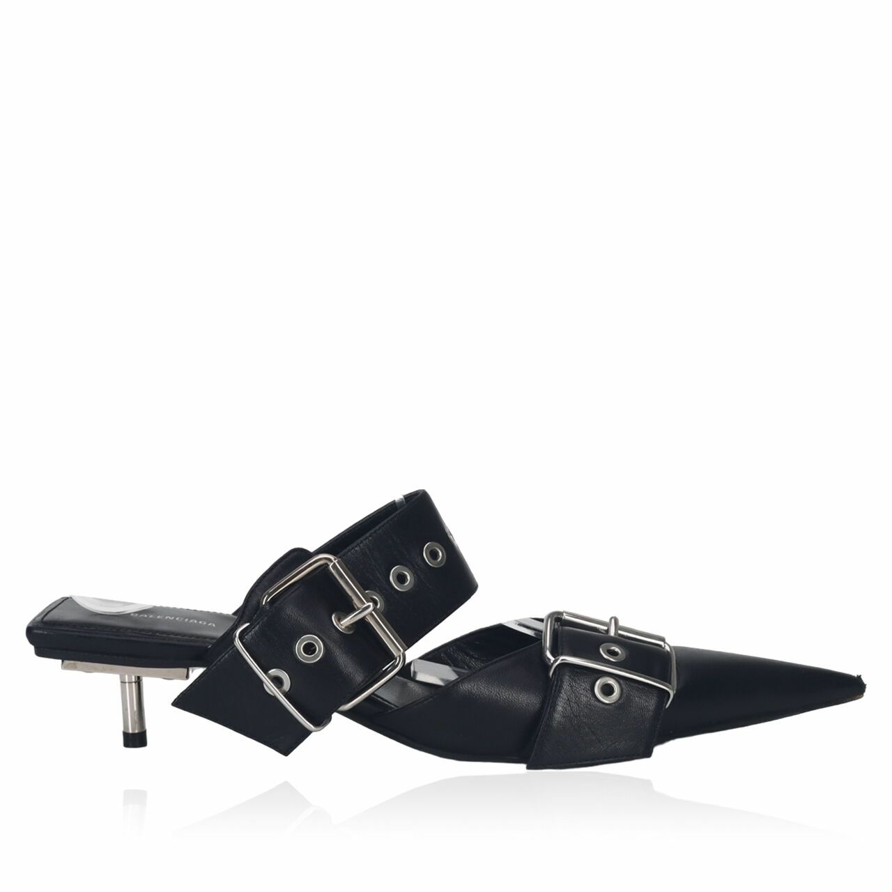 Balenciaga Runway Buckle Mules Black Heels