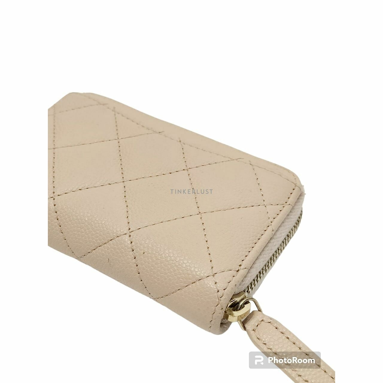 Chanel Beige Caviar GHW Zip Card Wallet #31