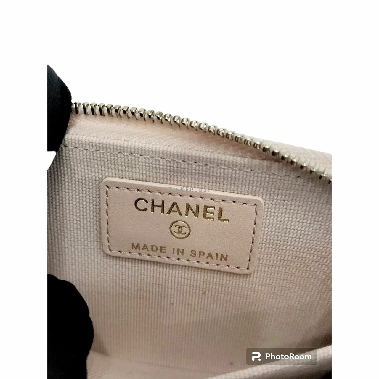 Chanel Beige Caviar GHW Zip Card Wallet #31