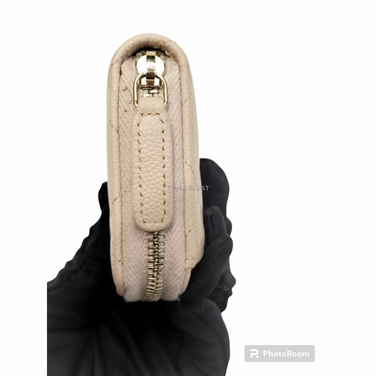 Chanel Beige Caviar GHW Zip Card Wallet #31