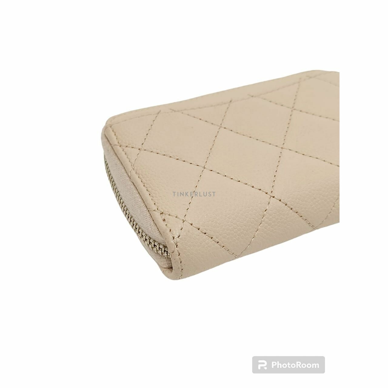 Chanel Beige Caviar GHW Zip Card Wallet #31