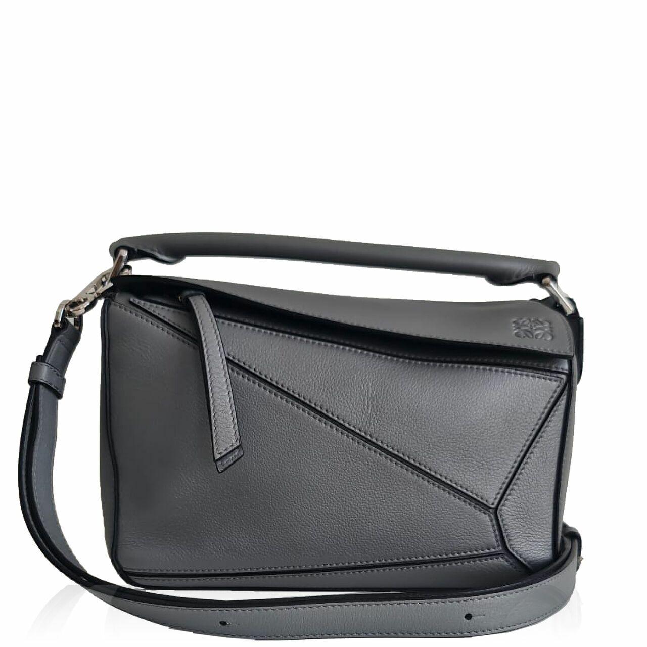 Loewe Puzzle Bag Small Grey Grained SHW 2019 Satchel