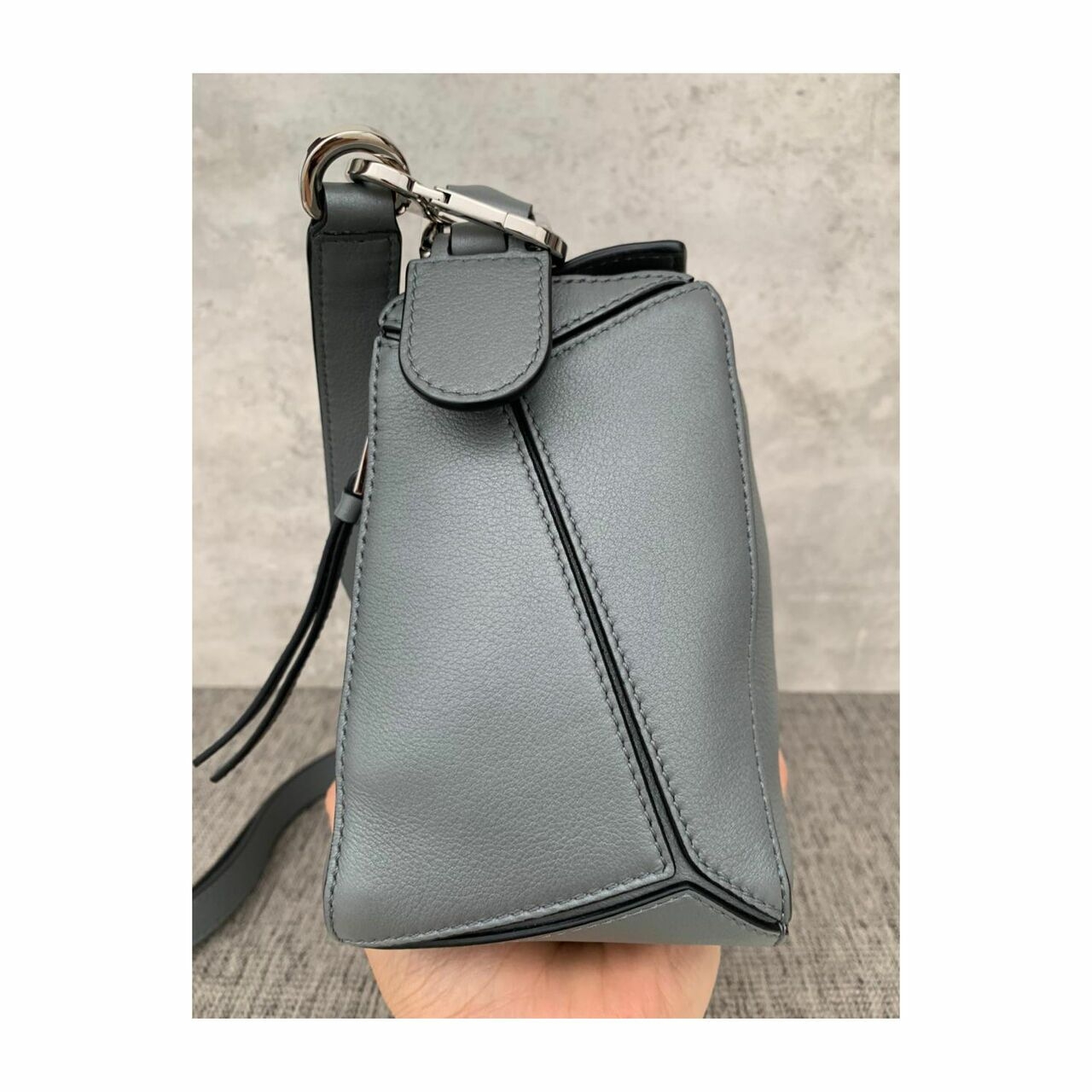 Loewe Puzzle Bag Small Grey Grained SHW 2019 Satchel