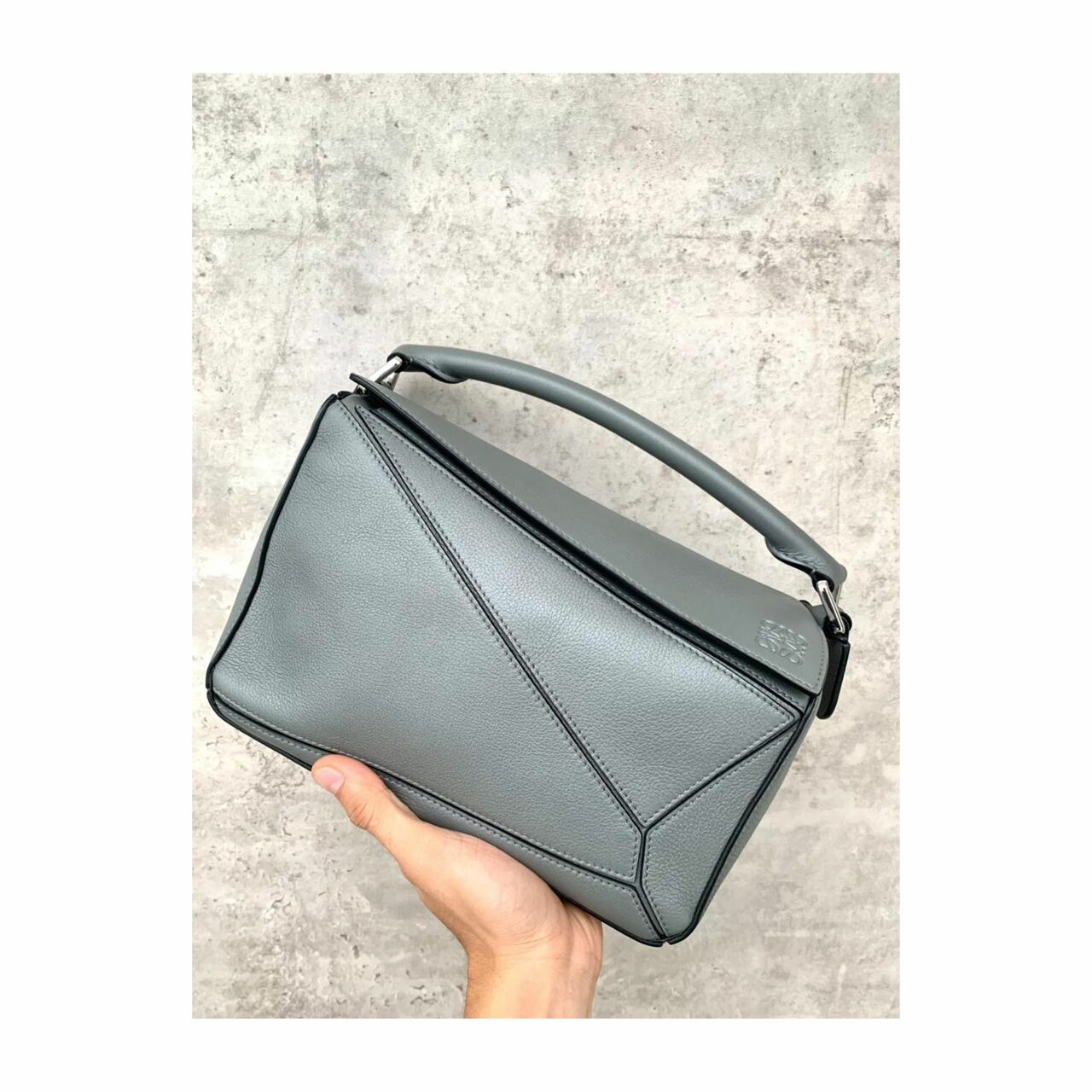 Loewe Puzzle Bag Small Grey Grained SHW 2019 Satchel