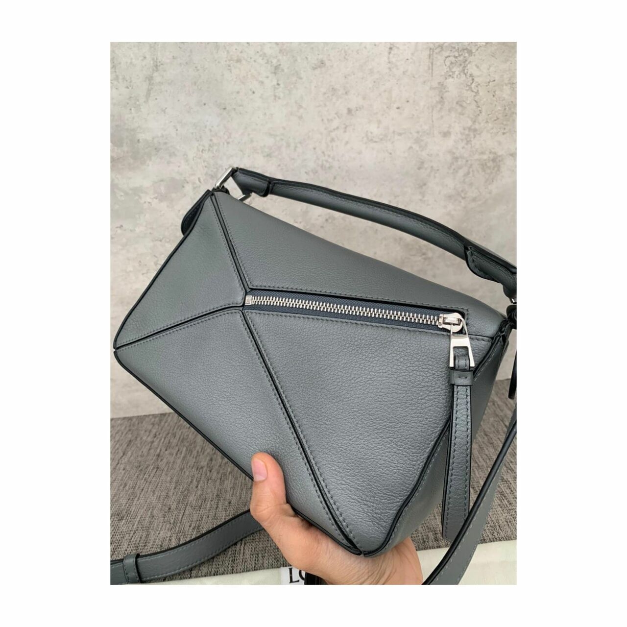 Loewe Puzzle Bag Small Grey Grained SHW 2019 Satchel