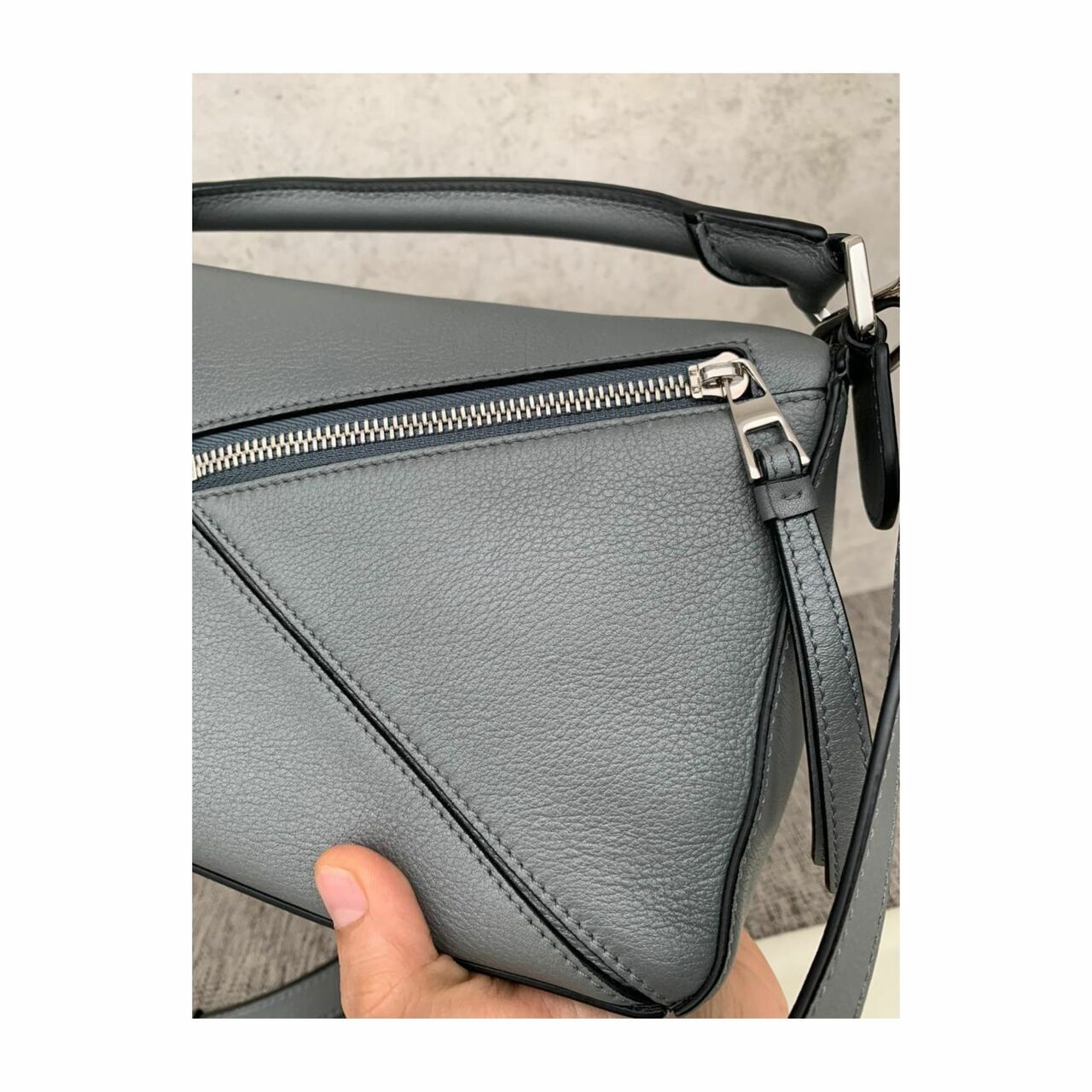 Loewe Puzzle Bag Small Grey Grained SHW 2019 Satchel