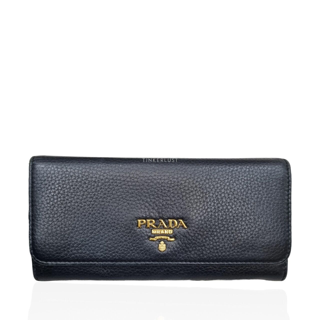 Prada Black GHW Long Wallet 