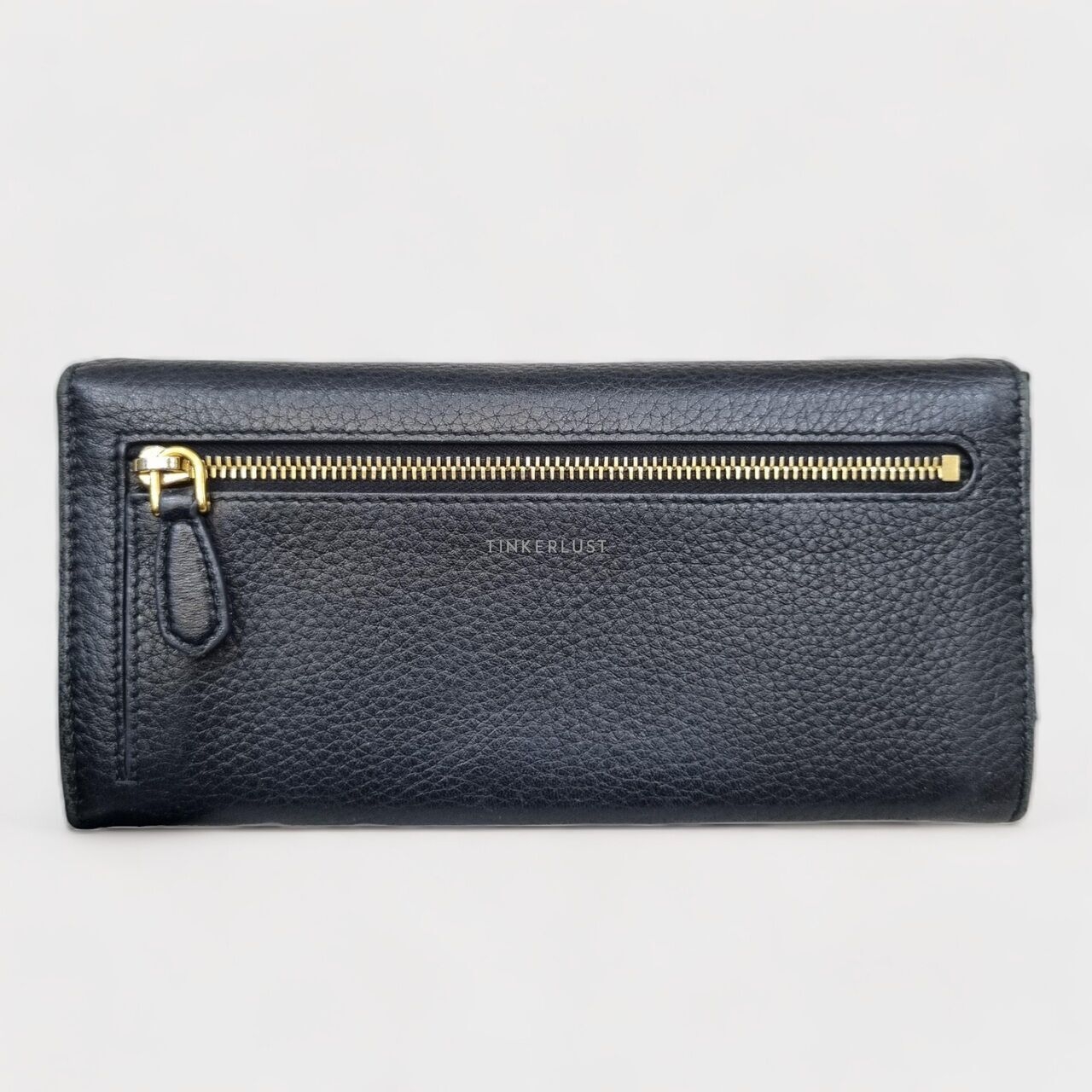 Prada Black GHW Long Wallet 