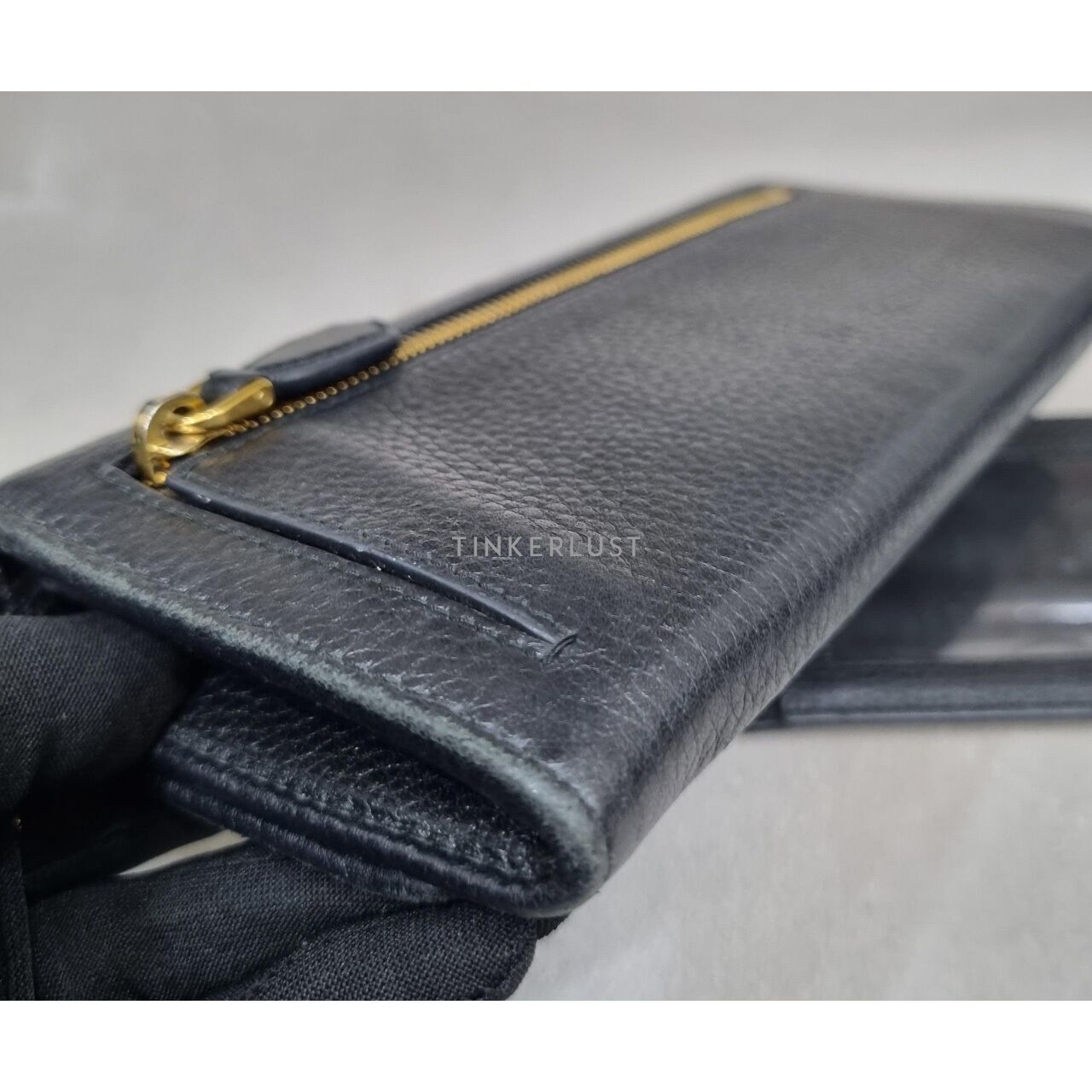 Prada Black GHW Long Wallet 