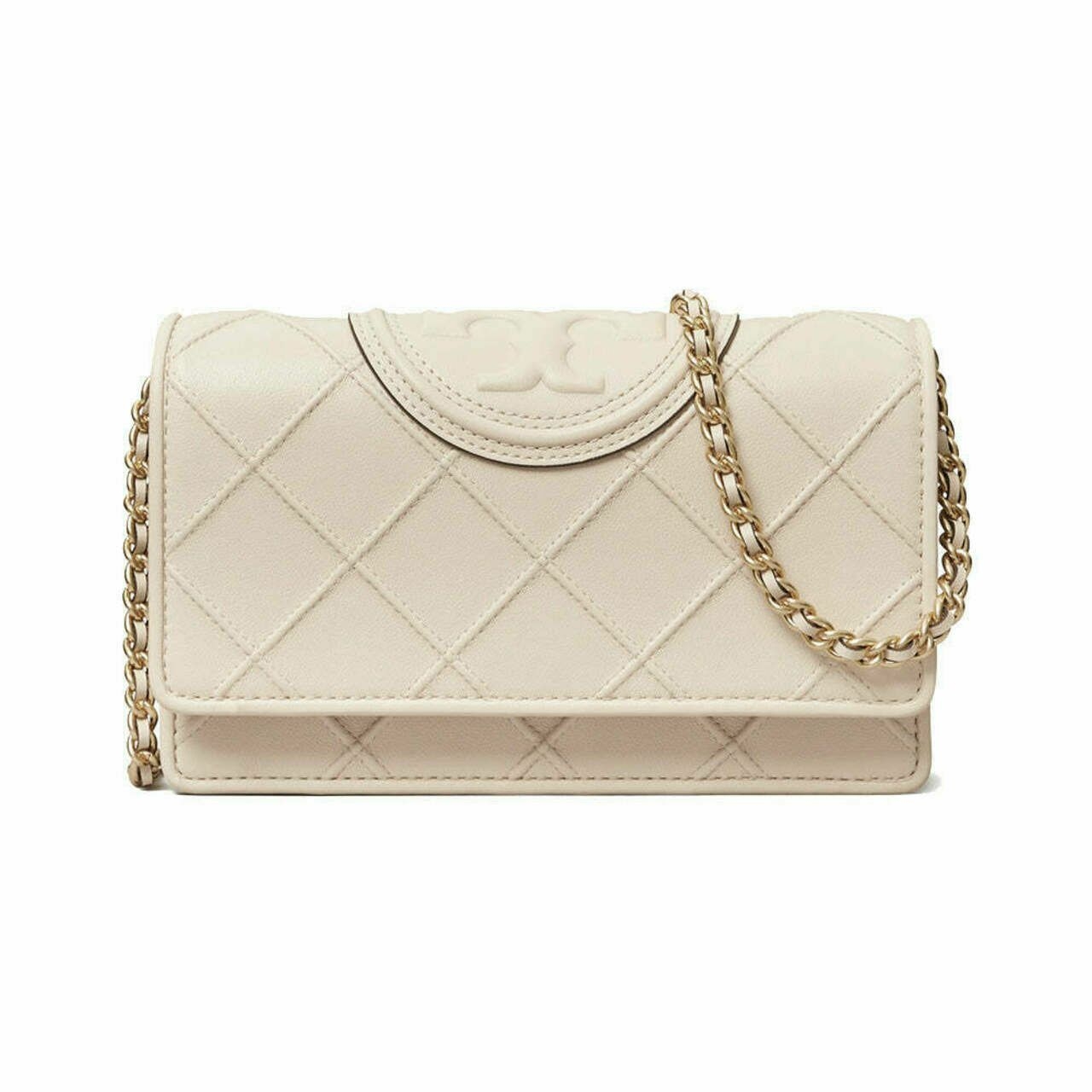 Tory Burch Fleming Soft Leather Chain Bag New Cream