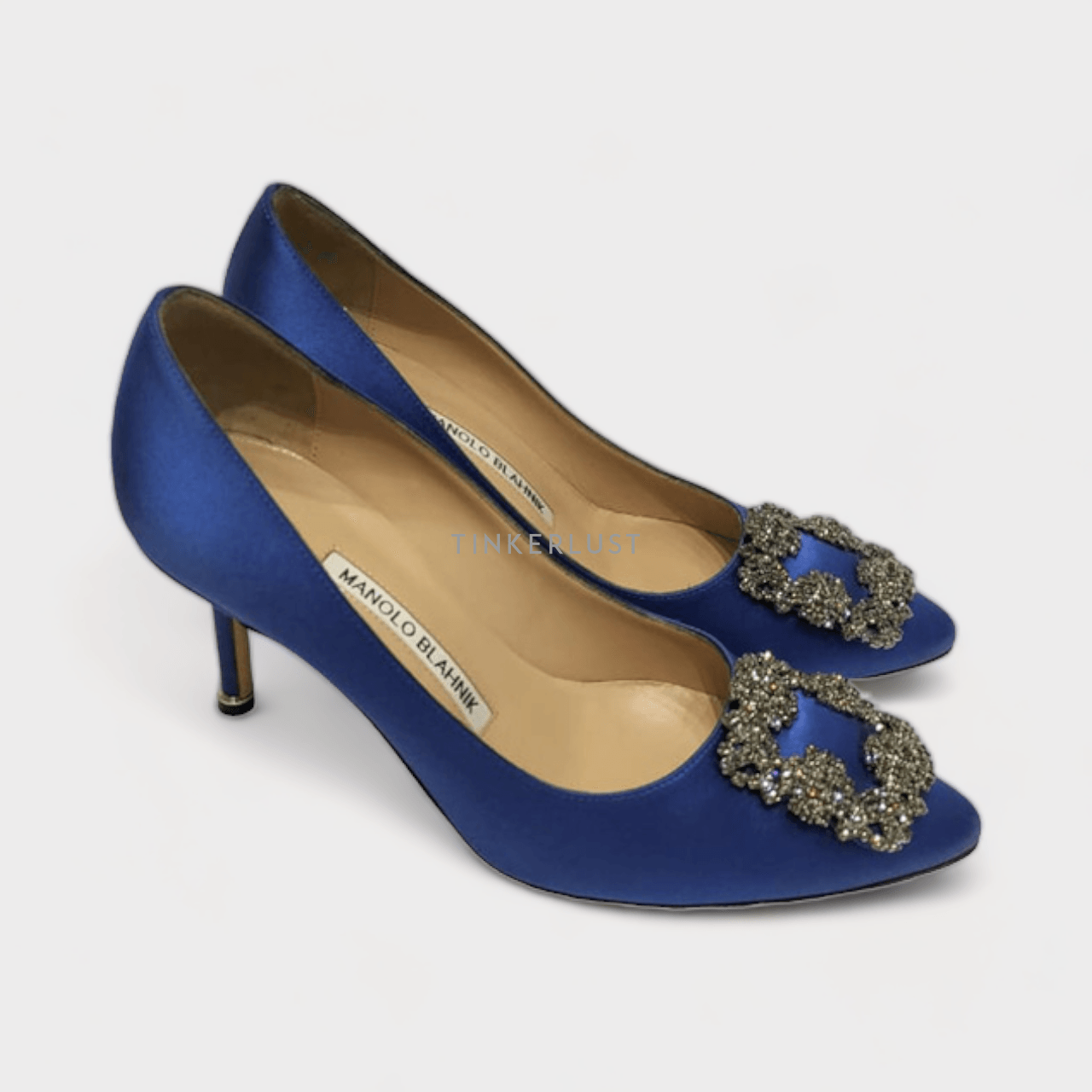 Manolo Blahnik Blue Satin Heels