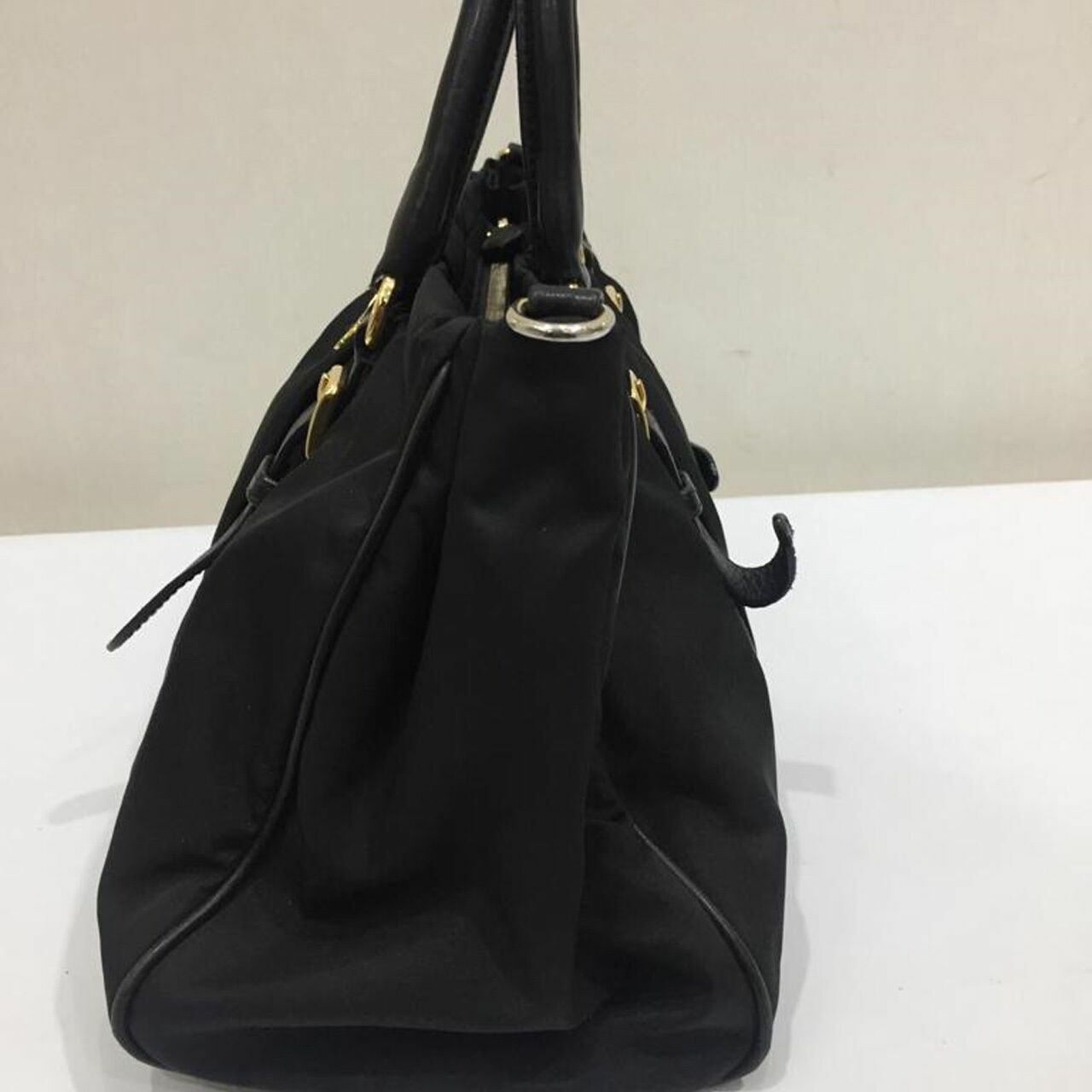 Prada Belted Satchel Tessuto Black Nylon 