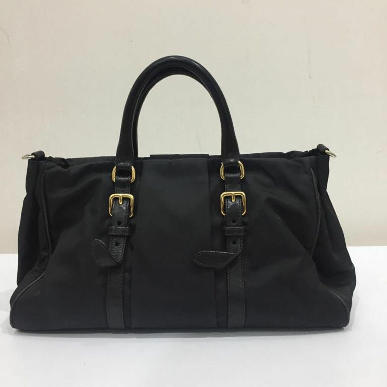 Prada Belted Satchel Tessuto Black Nylon 