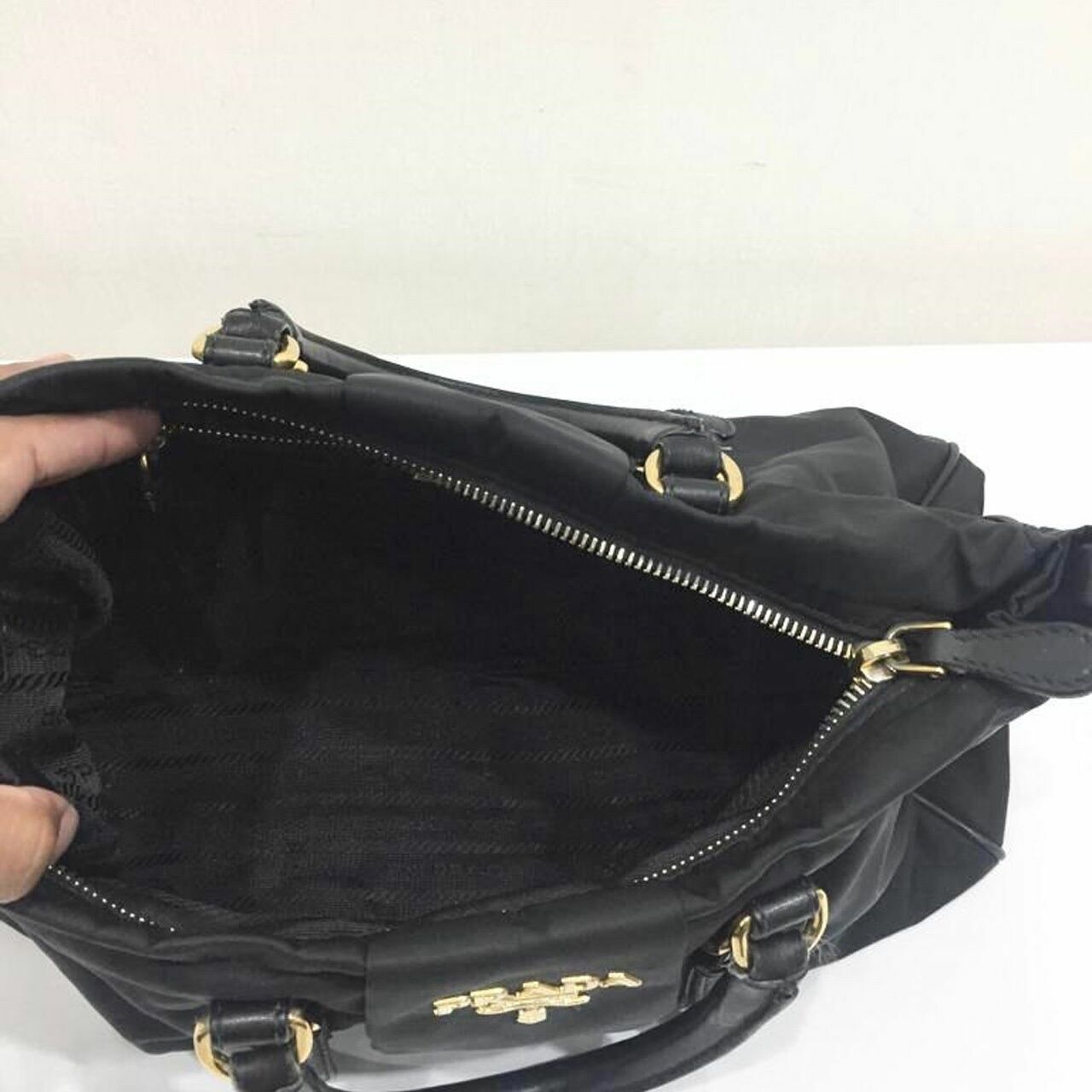 Prada Belted Satchel Tessuto Black Nylon 