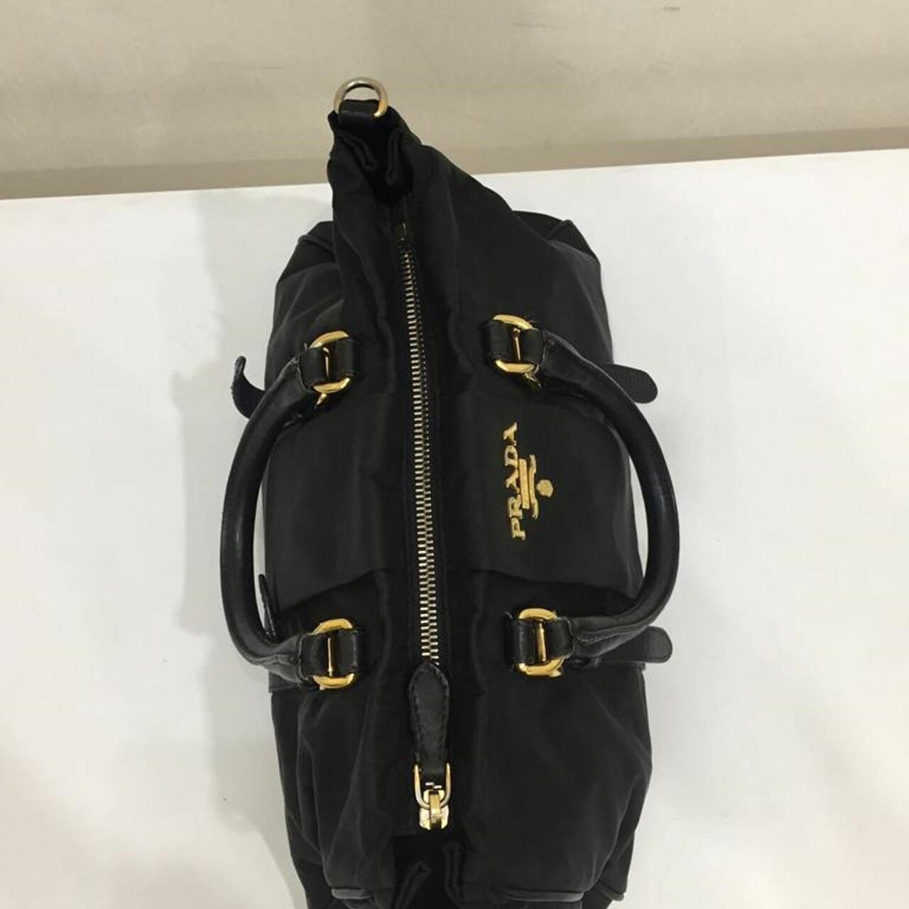 Prada Belted Satchel Tessuto Black Nylon 