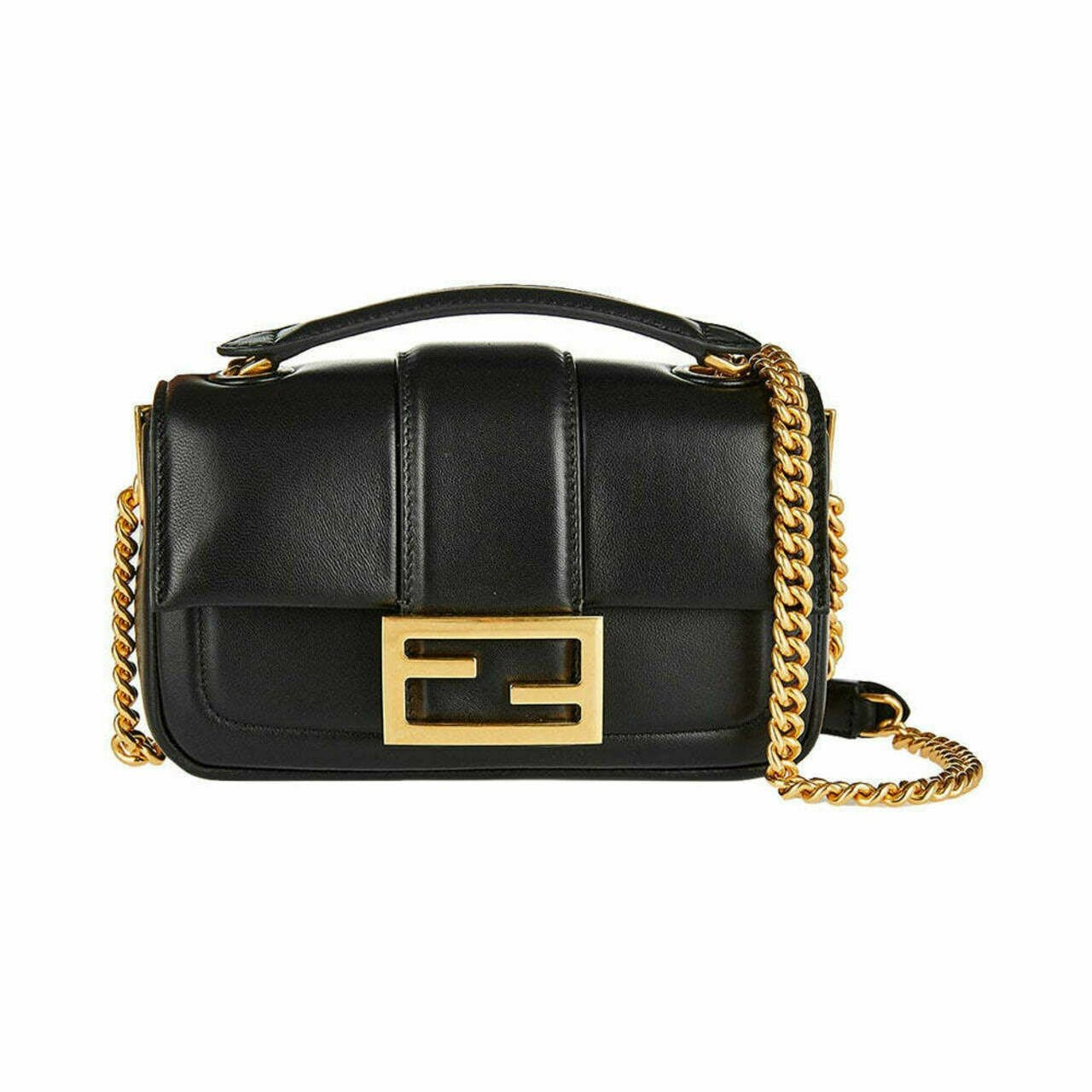 Fendi Baguette Mini Chain Crossbody Bag Black