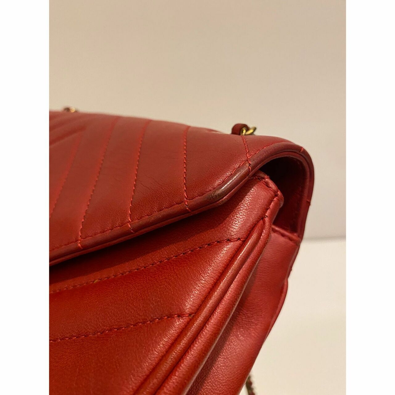 Chanel Red Chevron Lambskin #21 Shoulder Bag