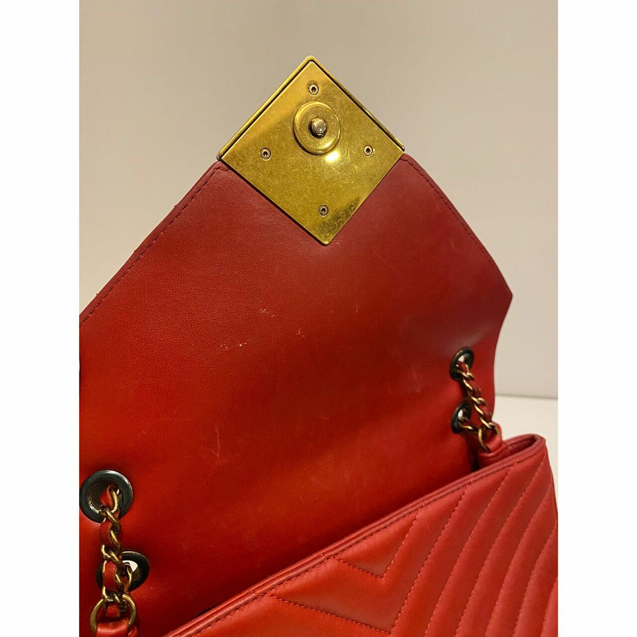 Chanel Red Chevron Lambskin #21 Shoulder Bag