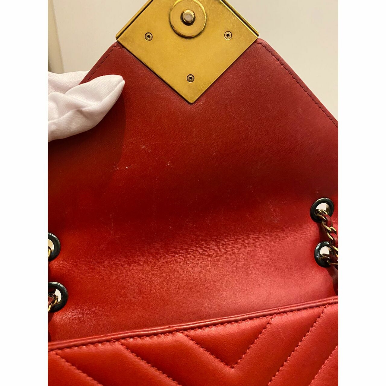 Chanel Red Chevron Lambskin #21 Shoulder Bag