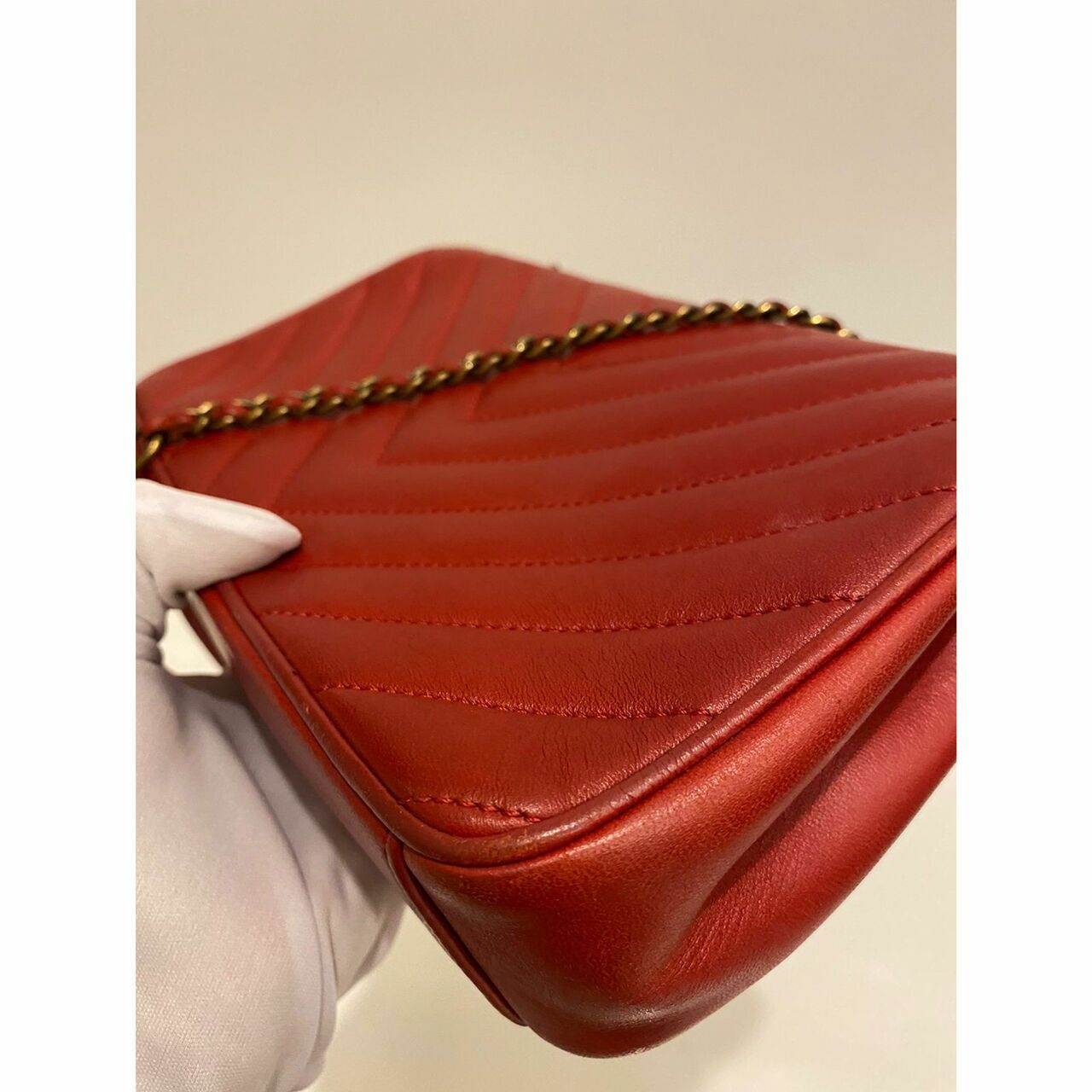 Chanel Red Chevron Lambskin #21 Shoulder Bag