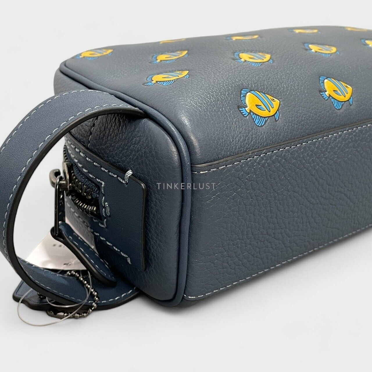 Coach Small Travel Kit With Fish Print Blue Denim Pouch