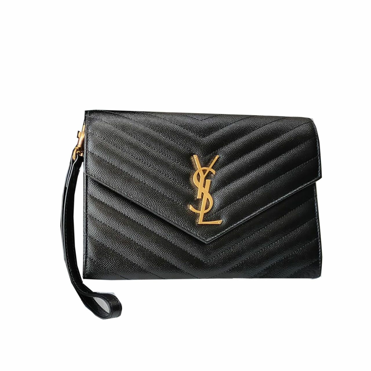 Saint Laurent Monogramme Clutch with Wrislet Strap Black GHW