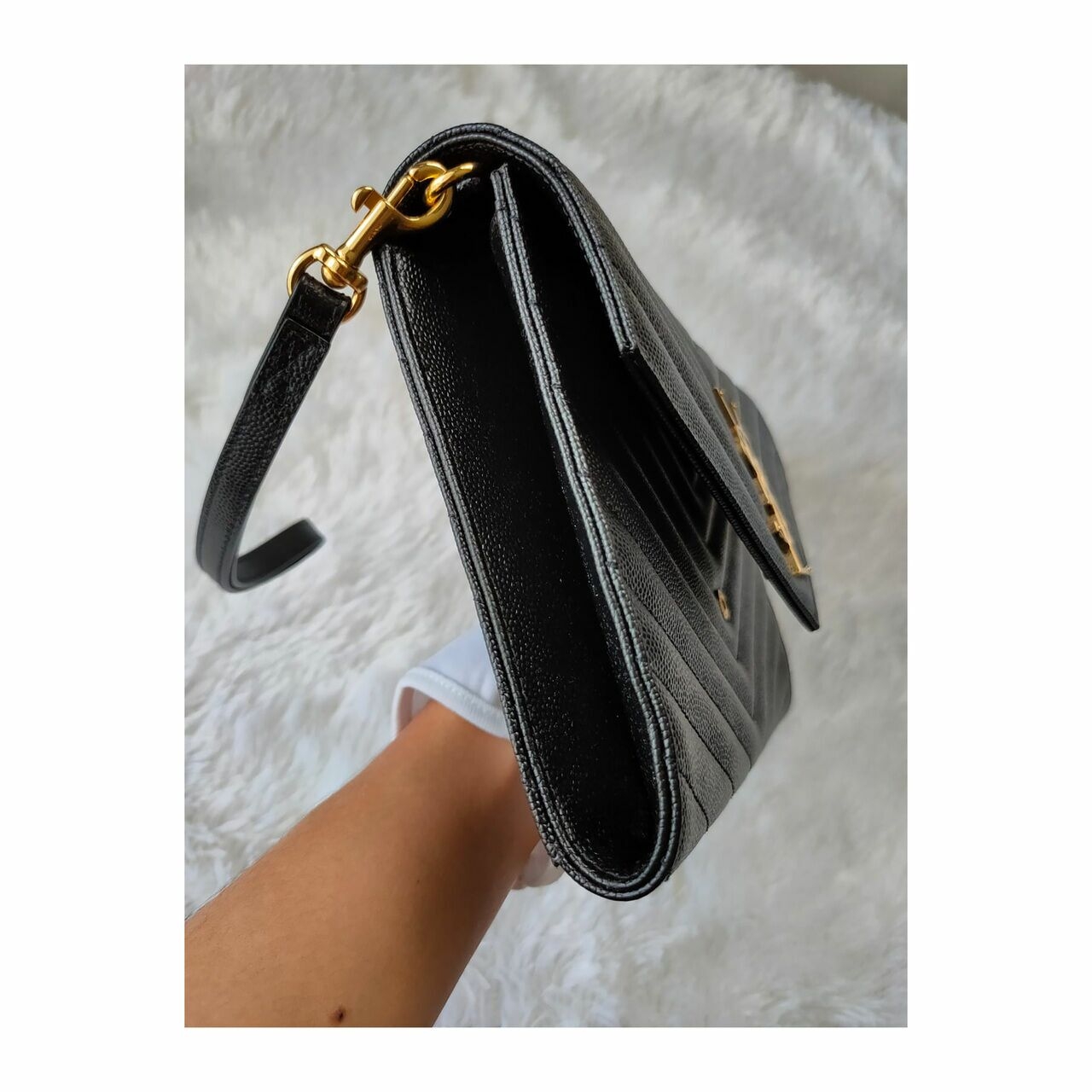 Saint Laurent Monogramme Clutch with Wrislet Strap Black GHW