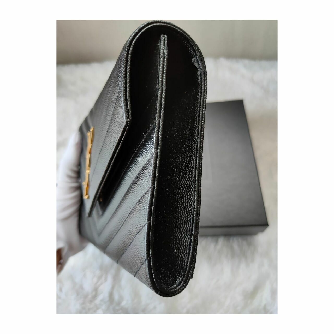 Saint Laurent Monogramme Clutch with Wrislet Strap Black GHW