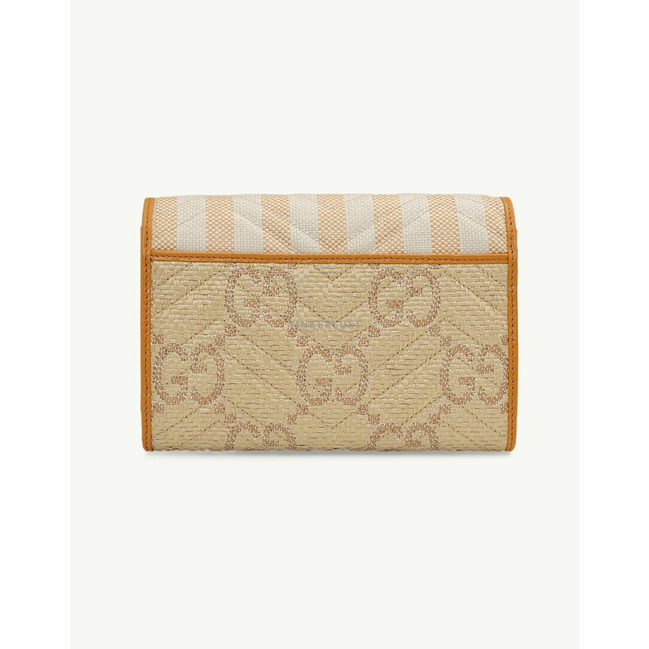 Gucci Mini GG Marmont Wallet on Chain in Beige/Orange Raffia Effect GHW Sling Bag