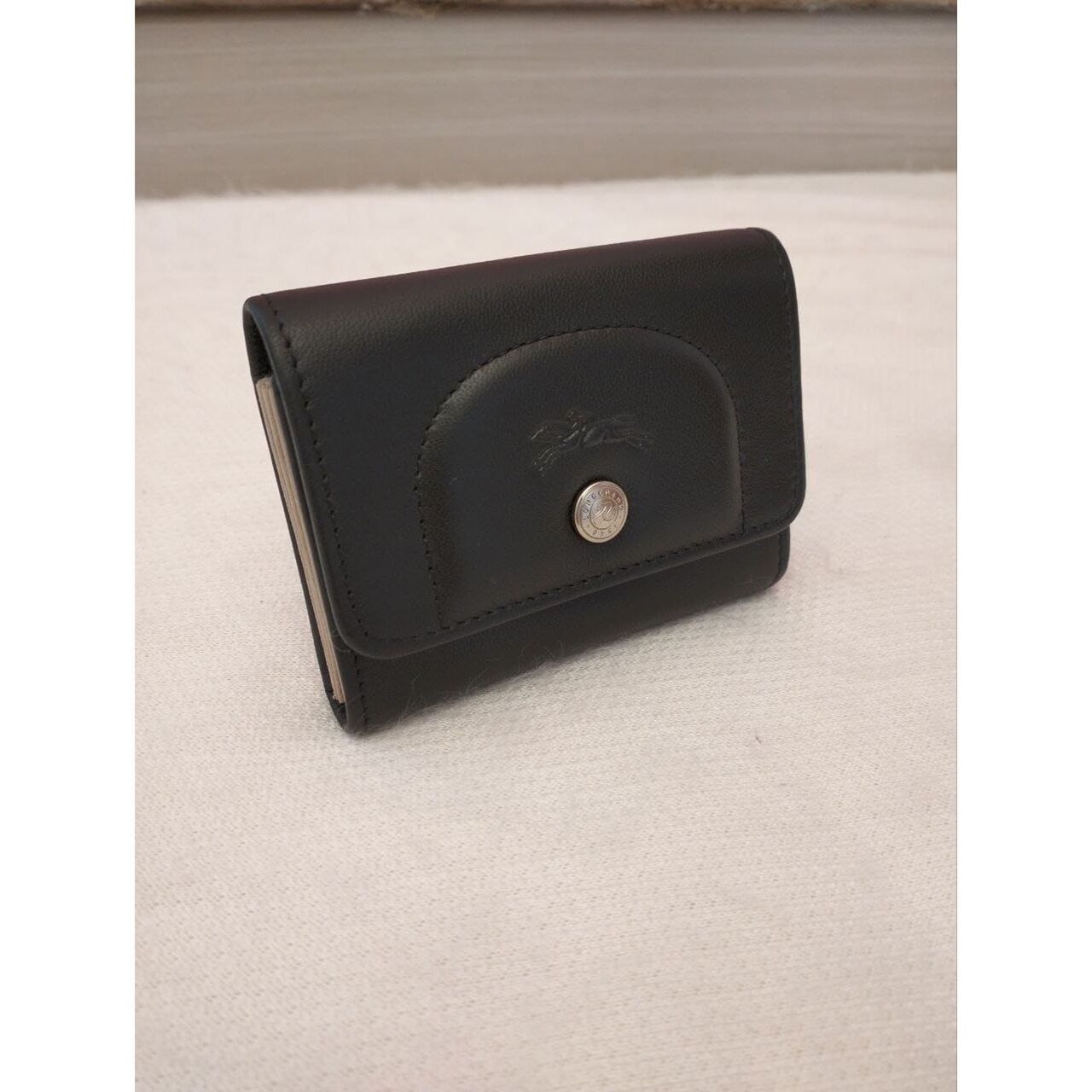 Longchamp in Leather Black Card Case Wallet