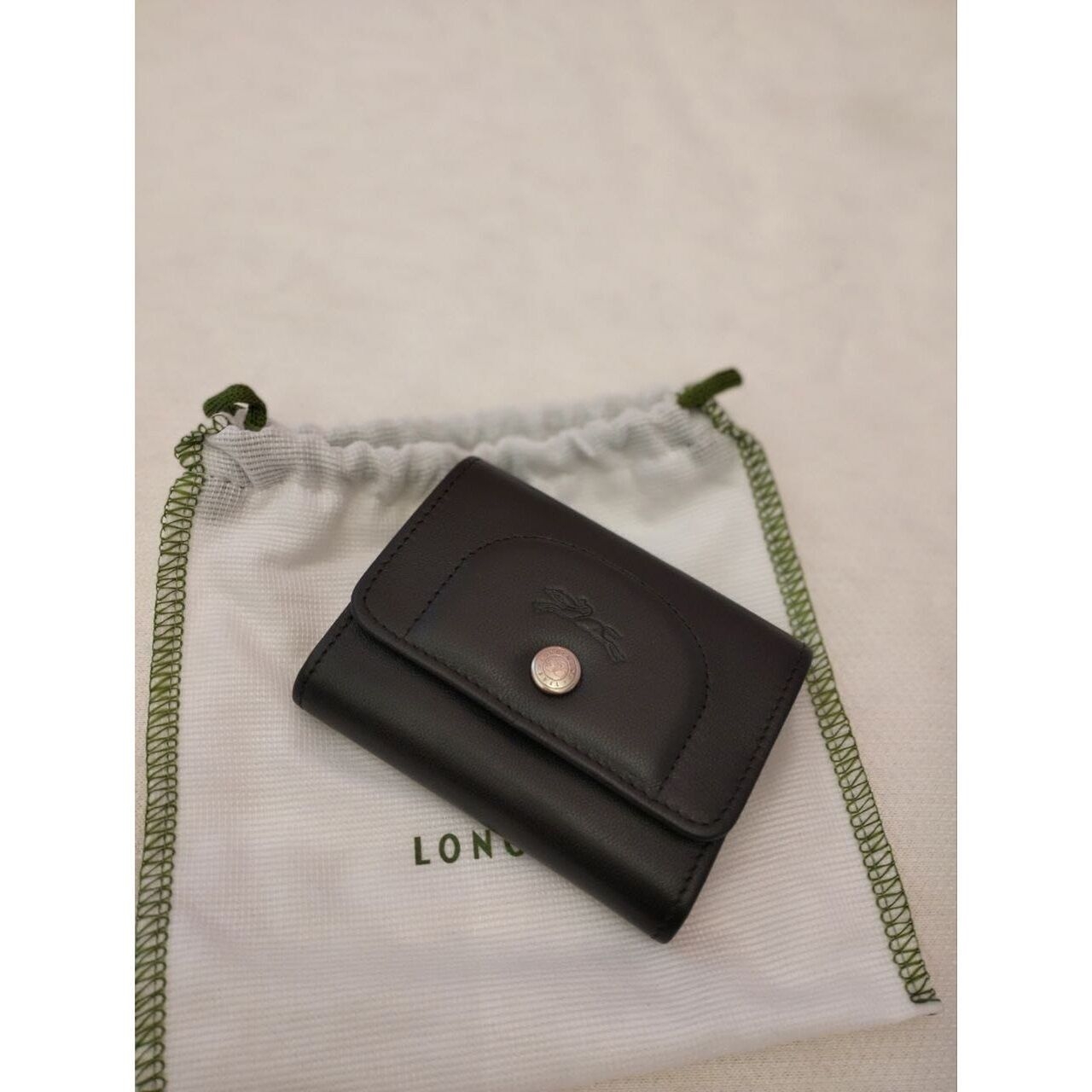 Longchamp in Leather Black Card Case Wallet