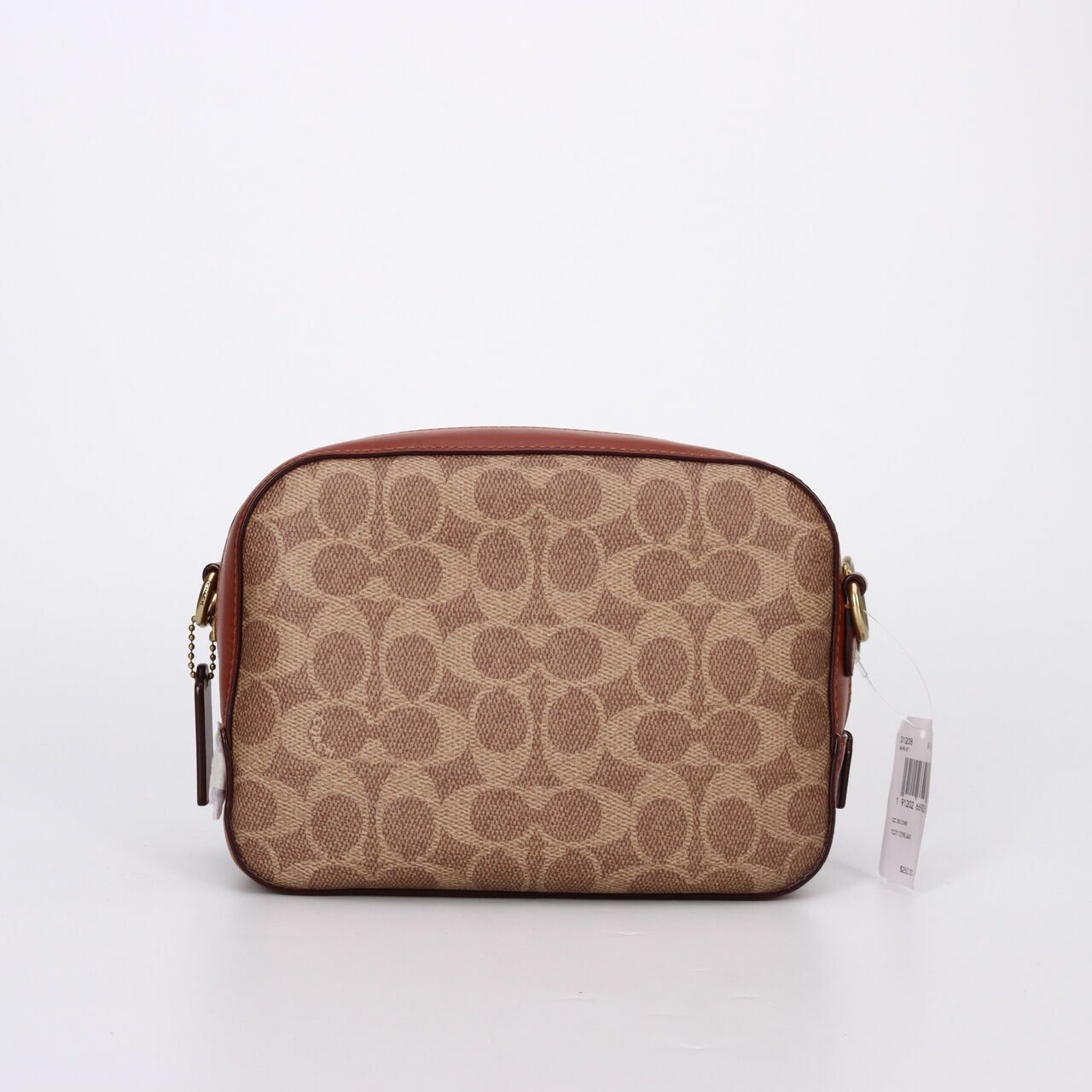 Coach Signature Tan Rust Camera Sling Bag