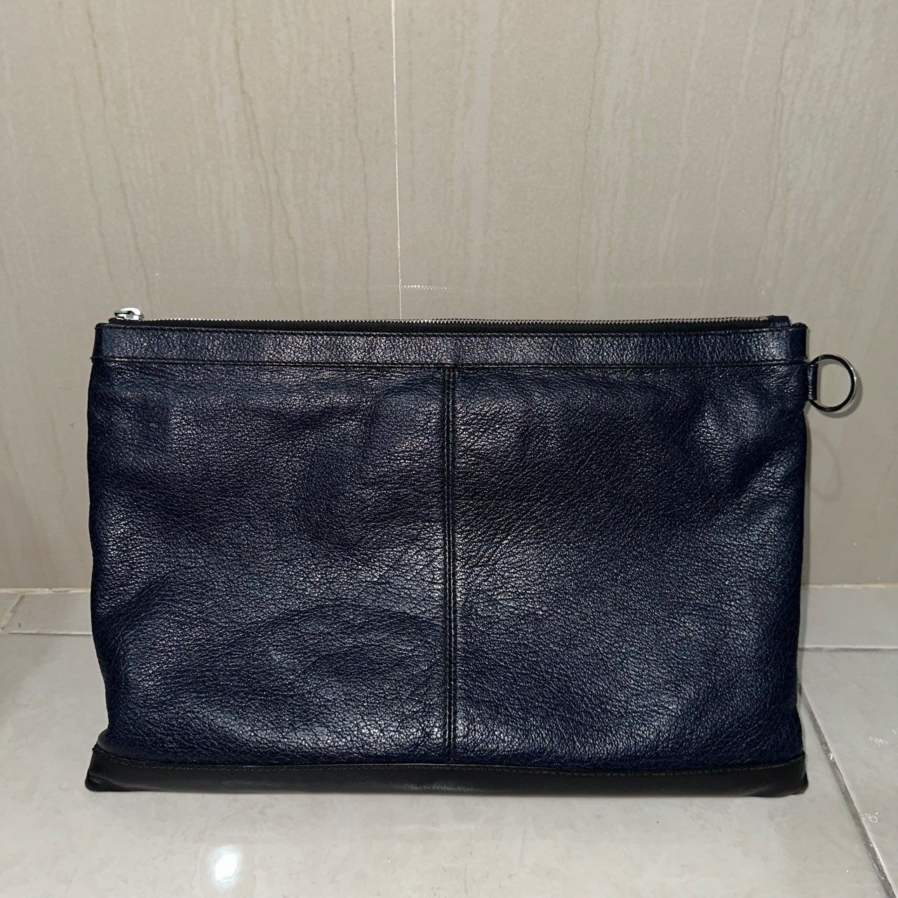 Balenciaga Clip Large Navy  Agneau Classic SHW Clutch