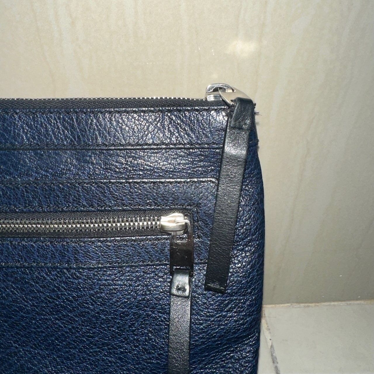 Balenciaga Clip Large Navy  Agneau Classic SHW Clutch