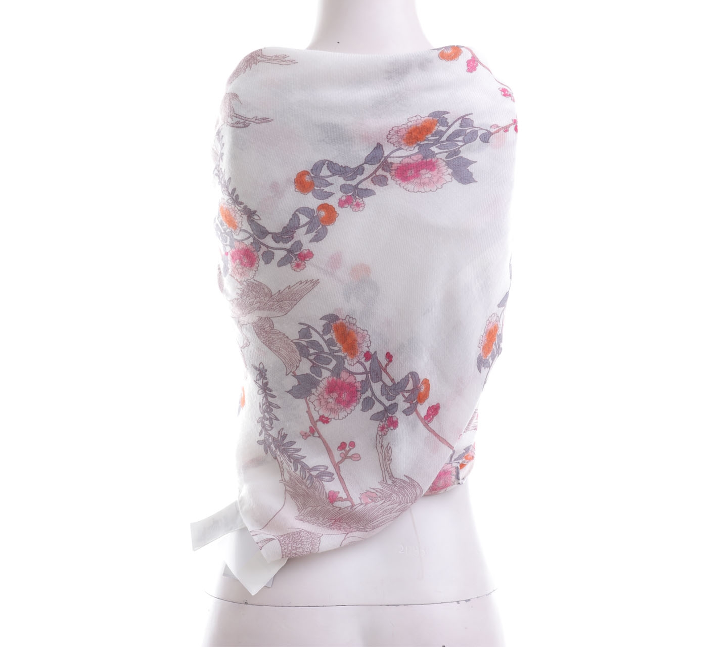 H&M White Floral & Animal Print Scarf