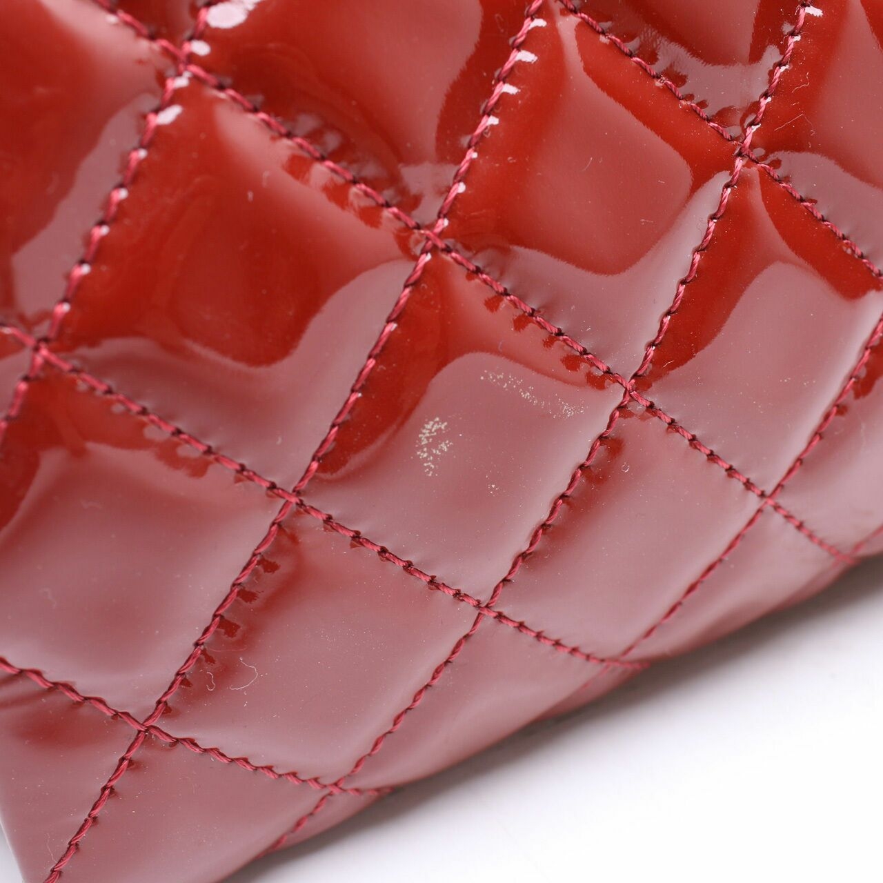 Chanel Red Quilted Patent Leather Clutch