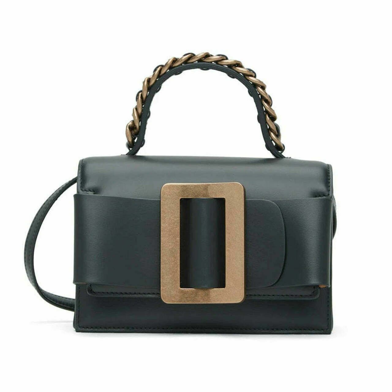 Boyy Fred 19 Gold Buckle Leather Bag Obsidian