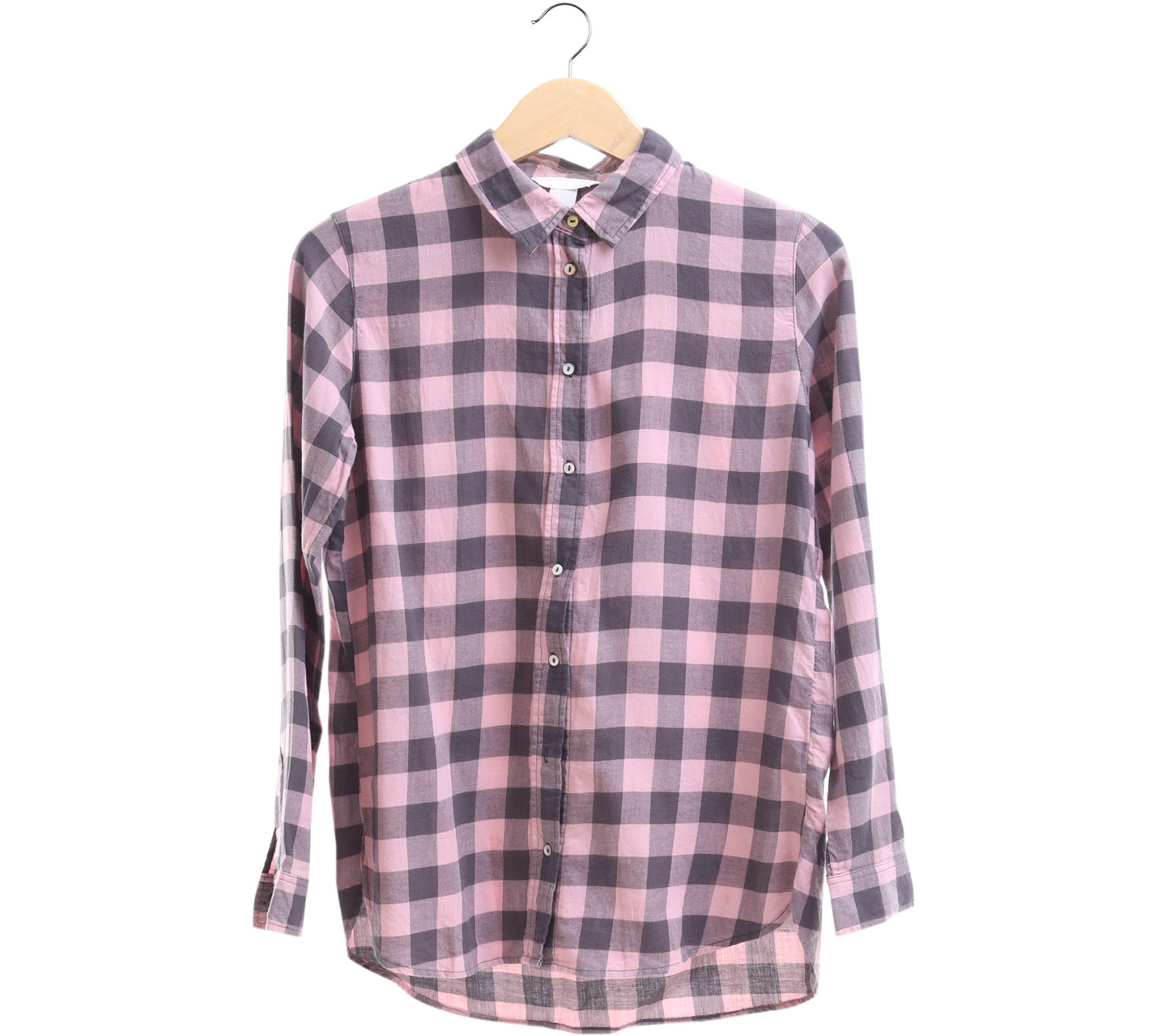 H&M Pink and Grey Plaid Shirt