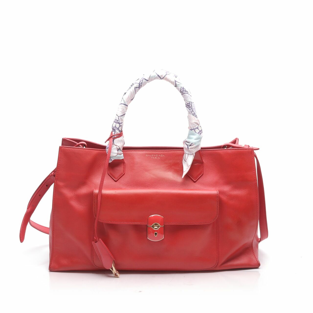 Balenciaga Bag Work Zip Red Leather Satchel Bag