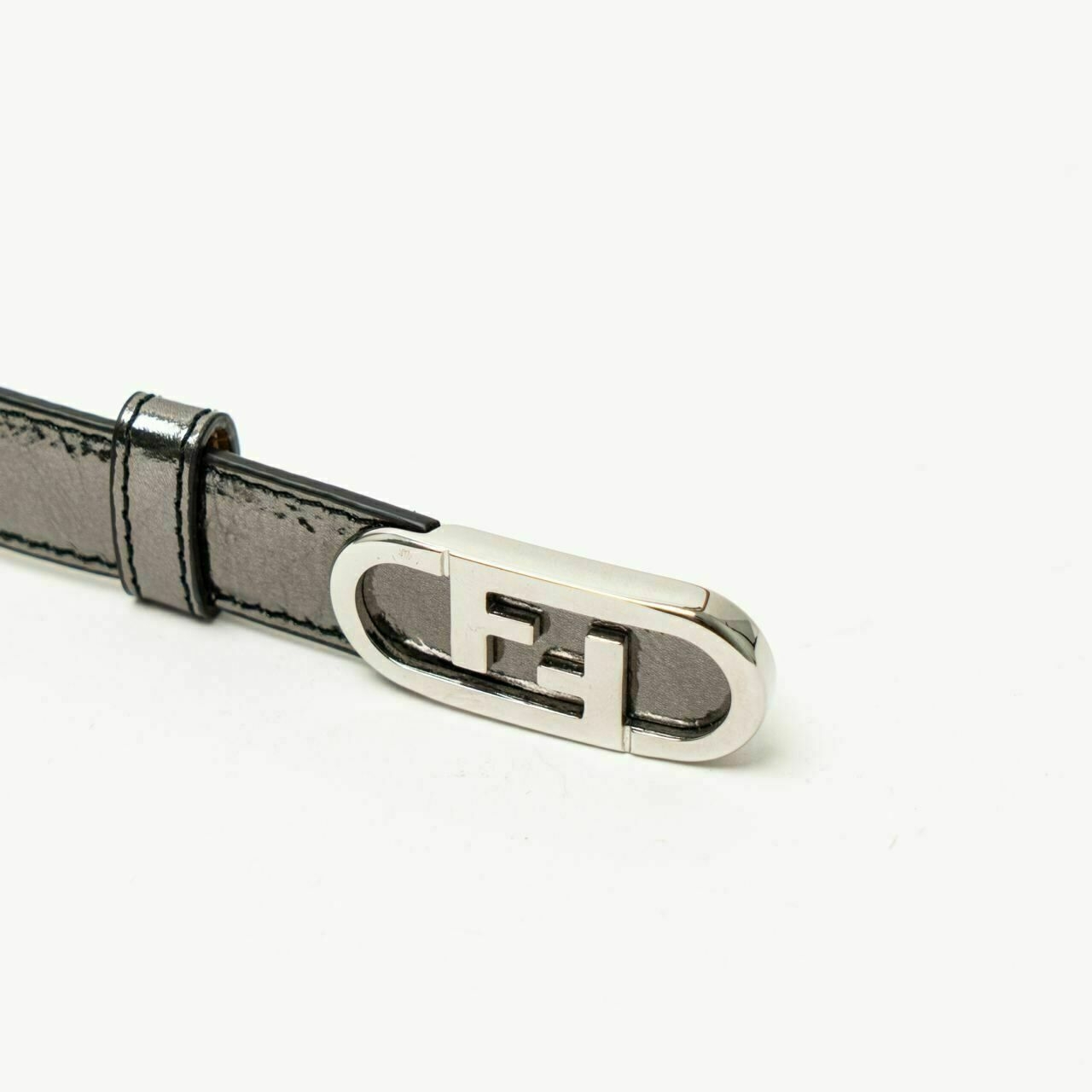 Fendi FF Oval Logo Buckle Fastening Belt Light Grey